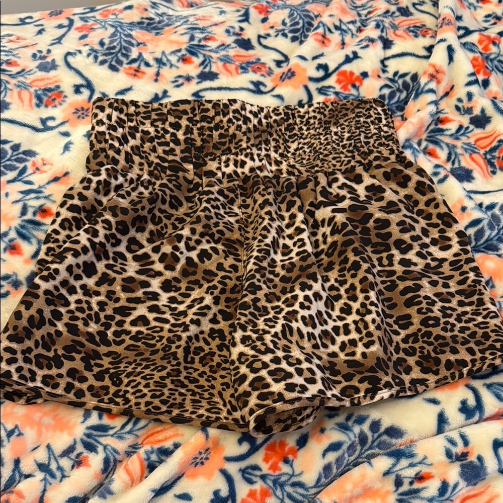 Leopard Print High-Waisted Shorts